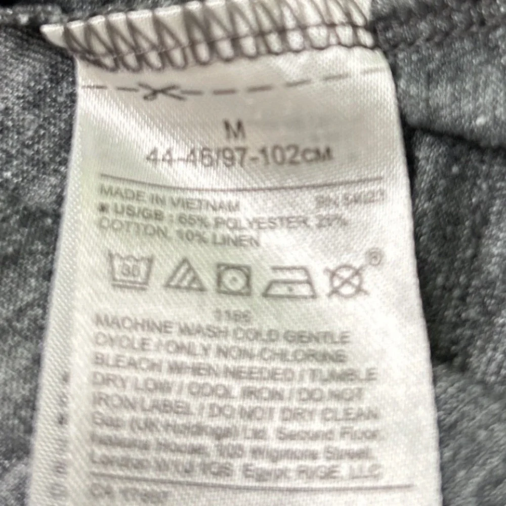 Banana Republic Mens Linen Blend Heathered Pullover Hoodie Size M Charcoal Grey